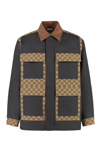 Gucci Cotton Shirt Model Jacket In Grey
