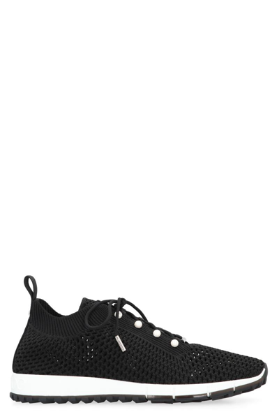 Jimmy Choo Veles Knit Pearly Lace-up Sneakers In Black