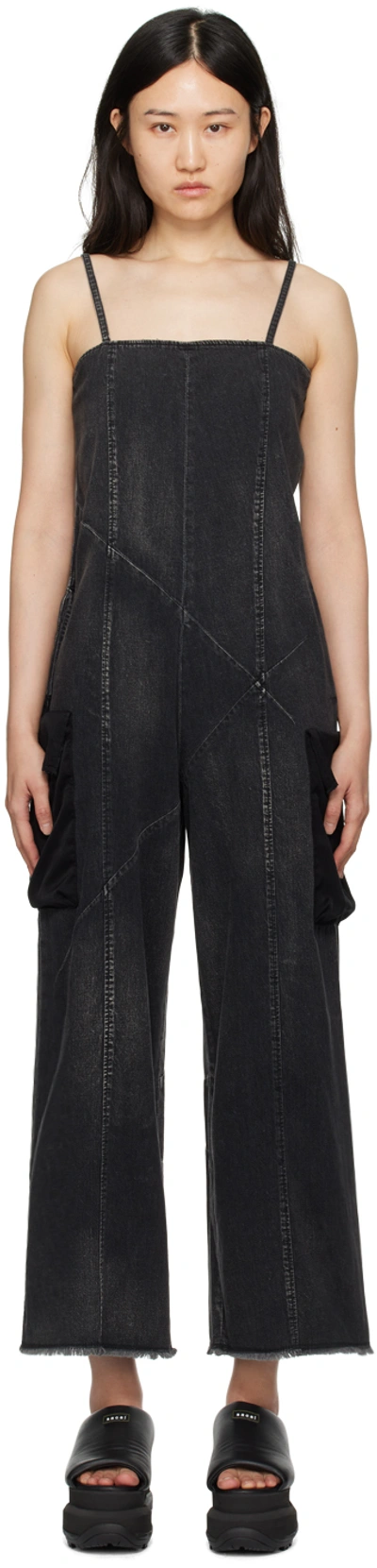 Undercover Black Paneled Denim Jumpsuit