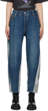 UNDERCOVER BLUE & GRAY PANELED JEANS