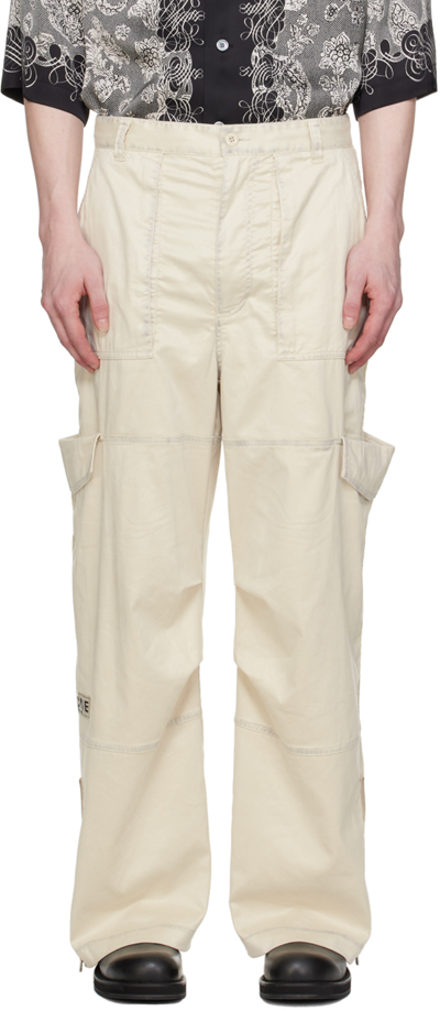 ACNE STUDIOS BEIGE FADED FAUX-LEATHER CARGO PANTS