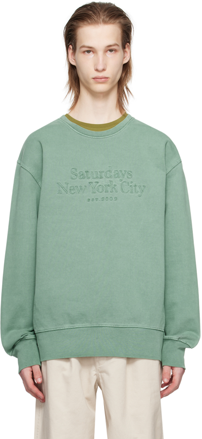 Saturdays Surf Nyc Green Bowery Miller Sweatshirt In Dark Forest