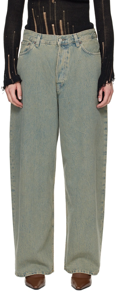 Acne Studios Blue Super Baggy-fit Jeans In Buf Blue/beige