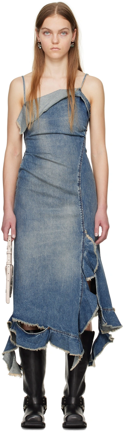 【Acne Studios】 Delouise ruffled denim midi dress Delouise ruffled denim midi dress in blue - Acne Studios