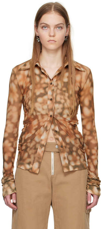 Acne Studios Brown Printed Shirt In Adm Dark Brown