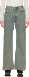 Acne Studios Delta Mid-rise Wide-leg Jeans In Buf Blue/beige