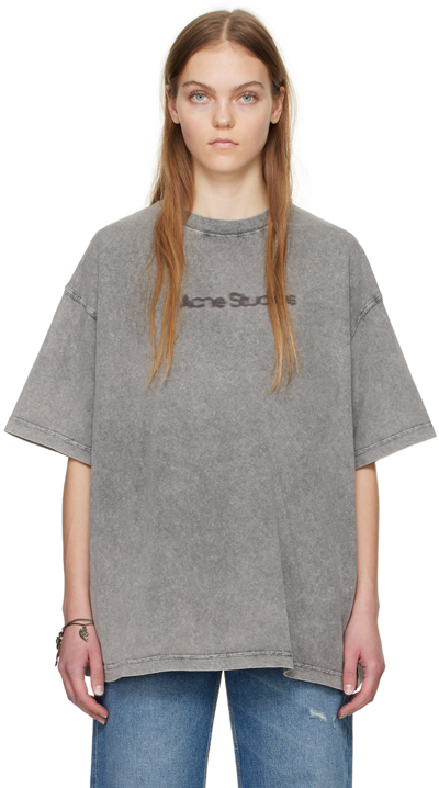 Acne Studios Gray Faded T-shirt In Aa2 Anthracite Grey