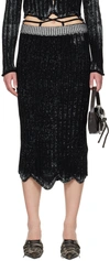 Acne Studios Paint-splatter Knit Skirt In J83 Black/white