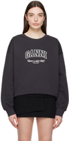 Ganni Logo-print Organic-cotton Sweatshirt In 252 Phantom