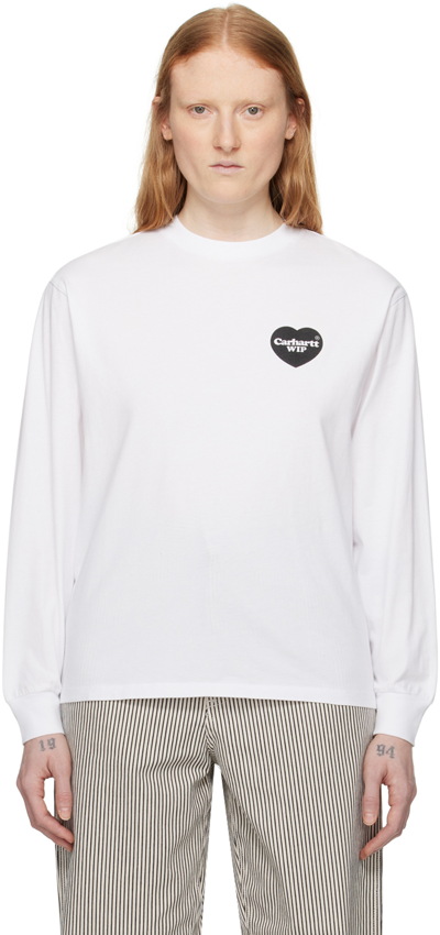 Carhartt White Heart Bandana Long Sleeve T-shirt In White / Black Stone