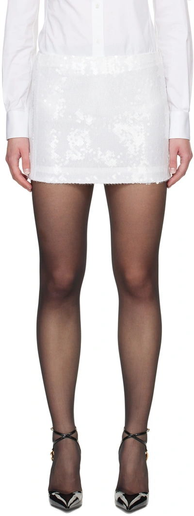 Dolce & Gabbana White Sequin Miniskirt In W4335 Bianco