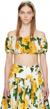 Dolce & Gabbana Off-the-shoulder Floral-print Cotton-poplin Top In Ha3vo Rose Gialle