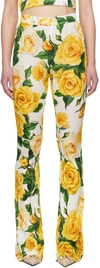 Dolce & Gabbana Floral Print High-waisted Flared Trousers In Ha3vo Rose Gialle
