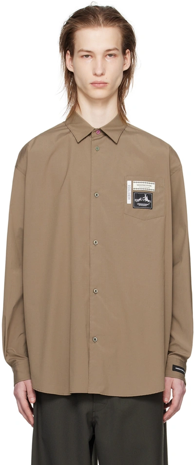 Undercover Taupe Patch Shirt In Gray Beige