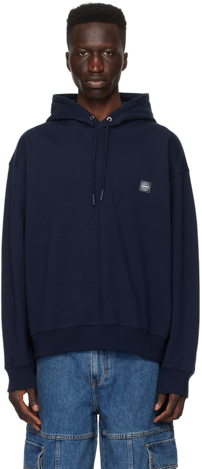 Solid Homme Navy Embroidered Hoodie In 748n Navy