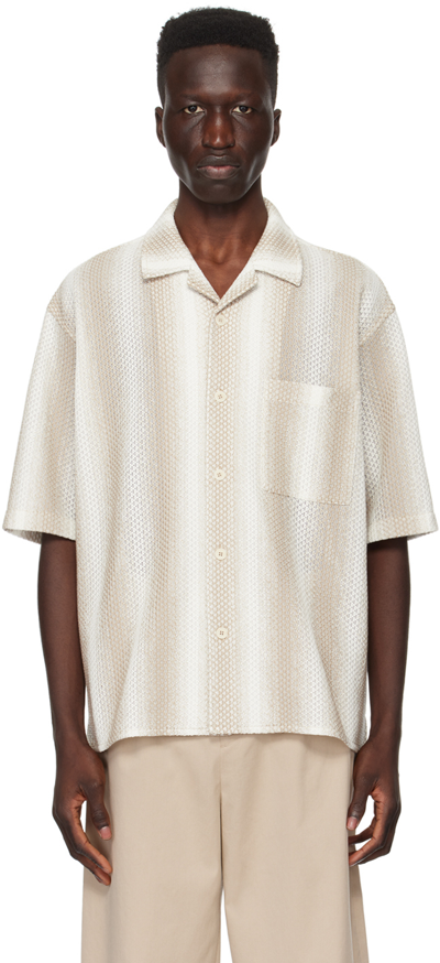Solid Homme Beige & White Stripe Shirt In 527e Beige