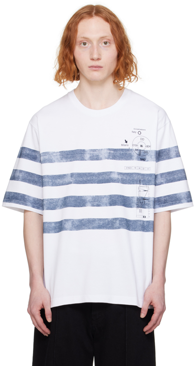 Dolce & Gabbana White Stripe T-shirt In Bianco Ottico