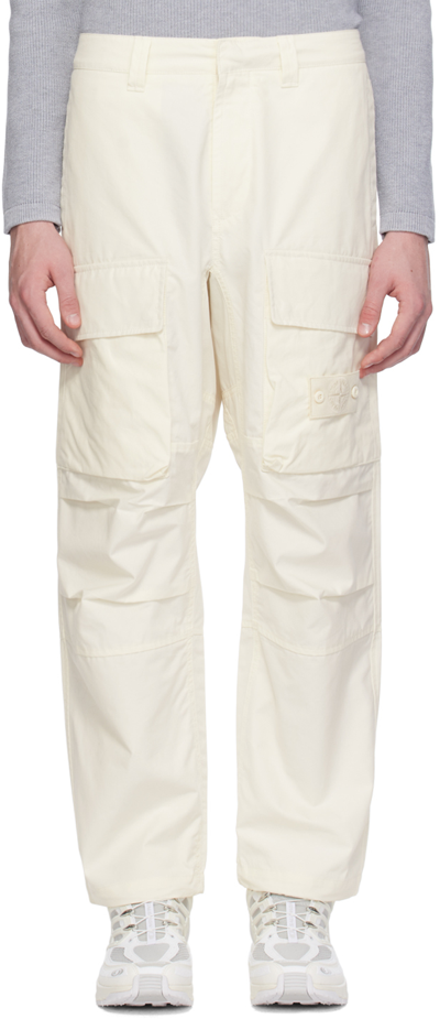 Stone Island Off-white Patch Cargo Pants In V0099 Natural