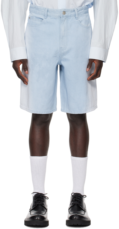 Solid Homme Blue Washed Denim Shorts In 319l Blue