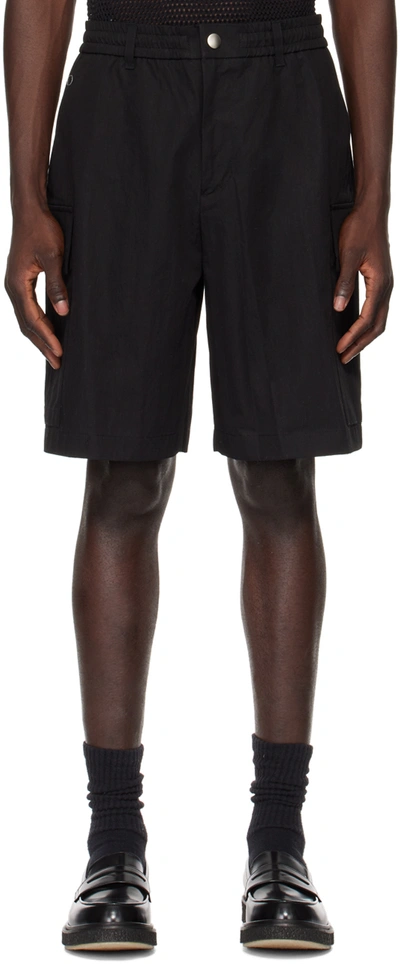 Solid Homme Black Flap Pocket Shorts In 828b Black