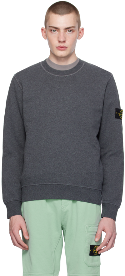 Stone Island Gray Patch Sweatshirt In V00m67 Mlnge Dk Grey