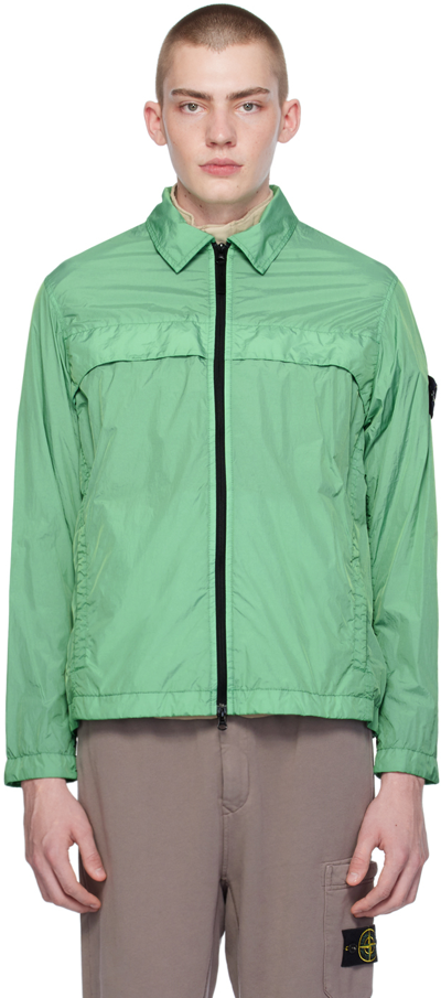 Stone Island Green Garment-dyed Jacket In V0052 - Light Green