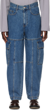 SOLID HOMME BLUE BALLOON DENIM CARGO trousers