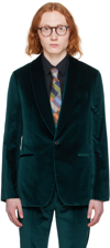 Paul Smith Single-breasted Velvet Blazer In 37 Greens
