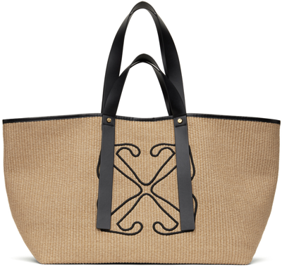 Off-white Beige Day Off Medium Rafia Tote