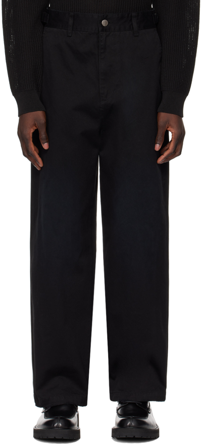 Solid Homme Black Wide Denim Trousers In 510b Black