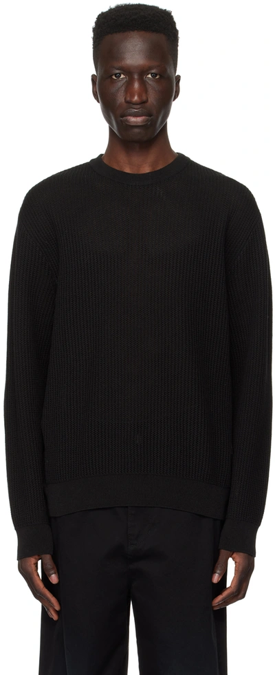 Solid Homme Black Crewneck Sweater In 602b Black