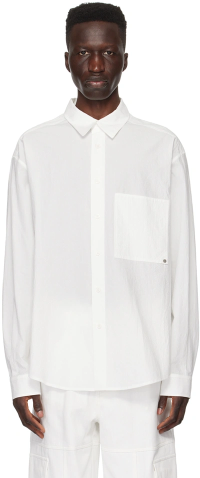 Solid Homme White Crinkle Shirt In 503w White