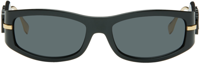 Fendi Black Graphy Sunglasses In Shiny Black / Smoke