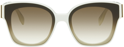 Fendi White ' First' Sunglasses In Ivory / Gradient Bro