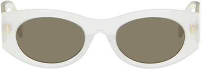 Fendi White Roma Sunglasses In White / Brown