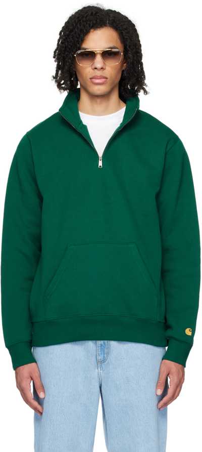 Carhartt Green Chase Sweatshirt In 1yw Chervil / Gold