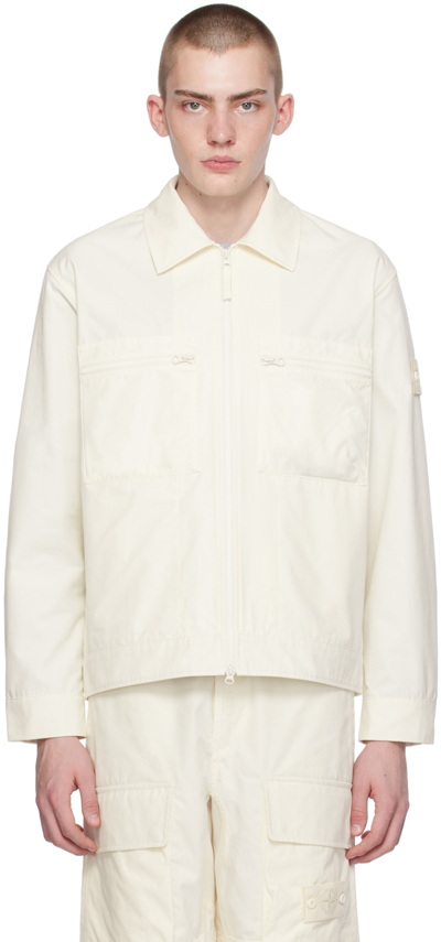 Stone Island Off-white Patch Jacket In V0099 Natural