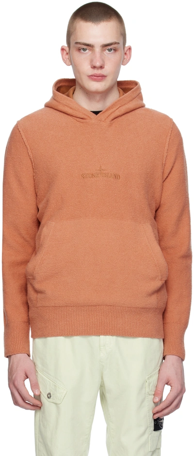 Stone Island Red Embroidered Hoodie In V0013 Rust