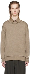 Undercover Taupe Exposed Seam Sweater In Gray Beige