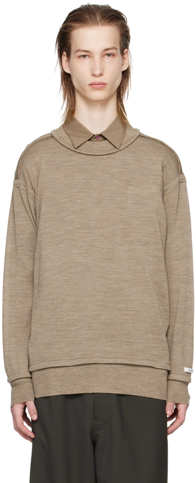 Undercover Taupe Exposed Seam Sweater In Gray Beige