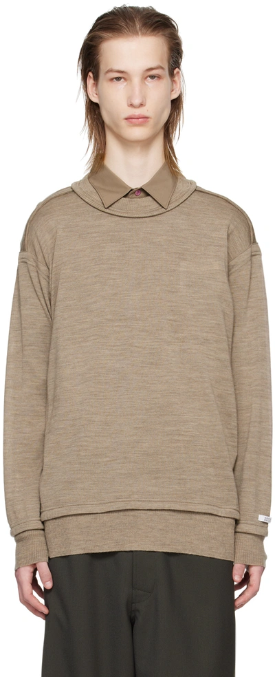 Undercover Taupe Exposed Seam Jumper In Grey Beige