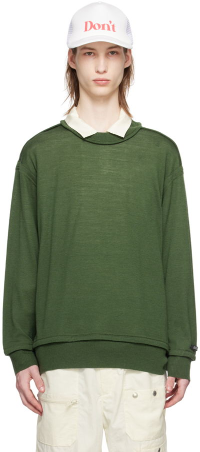 Undercover Green Exposed Seam Sweater
