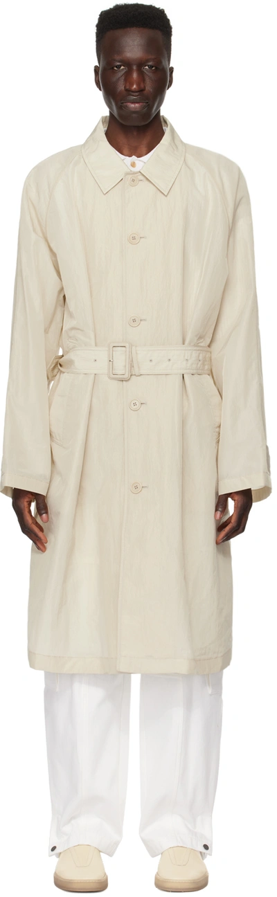 Solid Homme Beige Belted Coat In 102e Beige