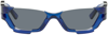 FENG CHEN WANG SSENSE EXCLUSIVE BLUE DECONSTRUCTED SUNGLASSES