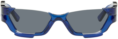 Feng Chen Wang Ssense Exclusive Blue Deconstructed Sunglasses In Blue Crystal