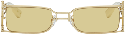 Feng Chen Wang Ssense Exclusive Gold Bamboo Sunglasses In Brushed Gold