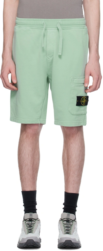 Stone Island Green Patch Shorts In V0052 Light Green