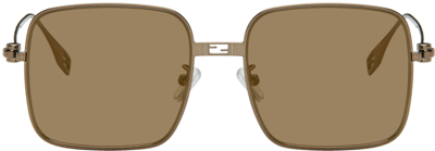 Fendi Brown Baguette Sunglasses In Shiny Light Brown /