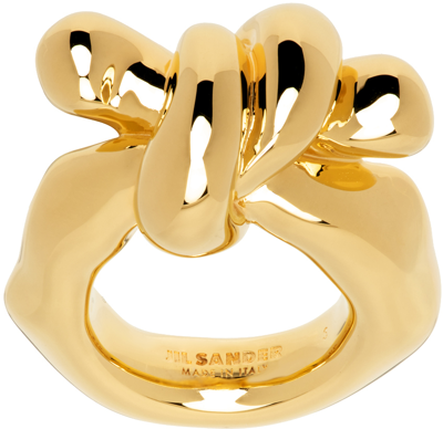 Jil Sander Gold Twist Ring In 716 Gold