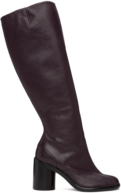 Maison Margiela Burgundy Tabi Knee-high Tall Boots In T5088